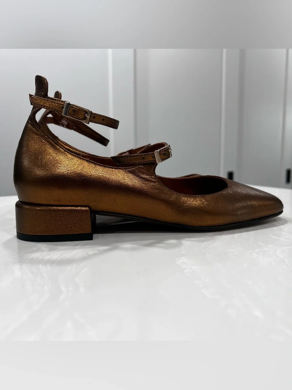 Maeve by Anthropology Women's Mary Jane Shoes Size 38 US 7 Gold Brown Metallic